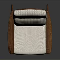 Modern Single Sofa With Light Colored Fabric And Wooden Armrests
