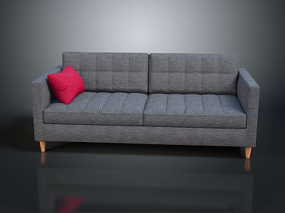 Three-seat sofa sofa gray fabric sofa wooden sofa legs comfortable sofa 3d model
