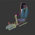 Functional Recliner Chair with Adjustable Backrest Footrest and Blue Cushion Metal Frame Design