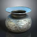 Traditional Carved Vase Sculpture With Intricate Dragon Patterns And Fu Character