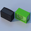 Practical Household Storage Boxes In Black And Green With Striped Design
