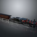 Detailed Vintage Steam Train Model with Black Red Locomotive and Passenger Carriages