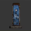 Vintage Gas Pump With Rustic Red Blue Finish Old NO Graffiti And Stone Base