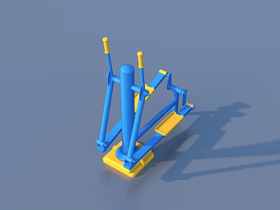Blue Yellow Outdoor Fitness Equipment with Steel Posts Pedals and Stable Base for Exercise 3d model