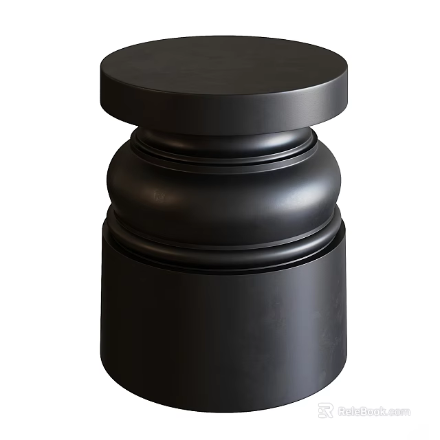 Modern Black Dressing Table With Cylindrical Layered Base And Smooth Surface Design 3d model 