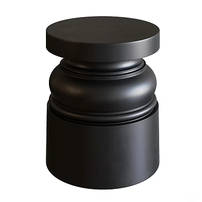 Modern Black Dressing Table With Cylindrical Layered Base And Smooth Surface Design 3d model