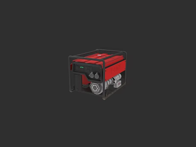 Red Industrial Generator With Black Metal Frame For Commercial Applications 3d model