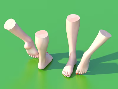 Woman Displaying Different Prosthetic Leg Models For Mobility Support Needs 3d model