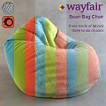 Colorful Striped Bean Bag Chair With Three Kinds Of Fabrics And Colors