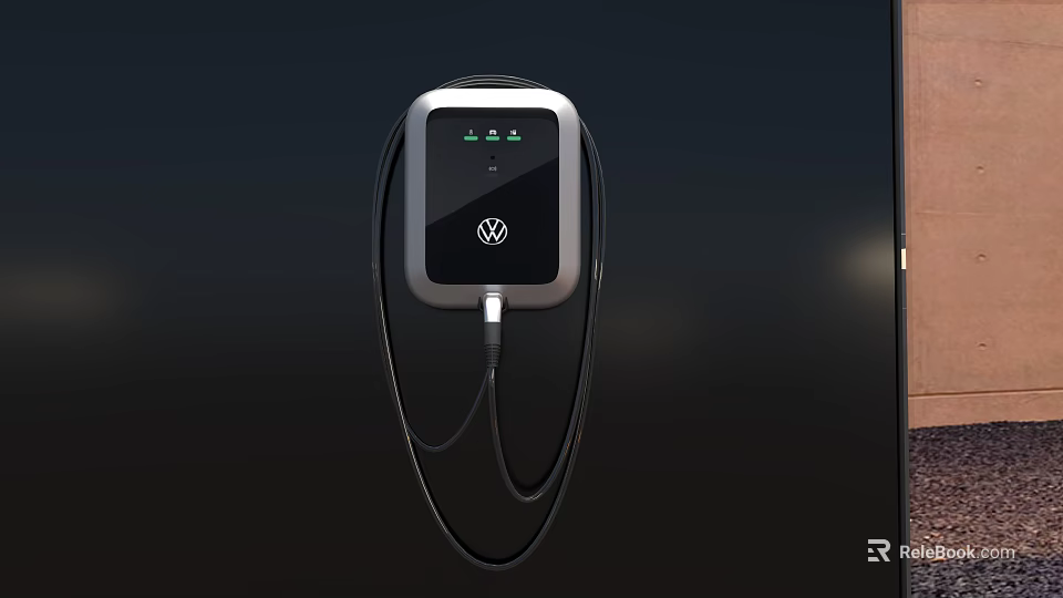 Volkswagen Wall Mounted Electric Vehicle Charger With Screen Display And Cable 3d model 