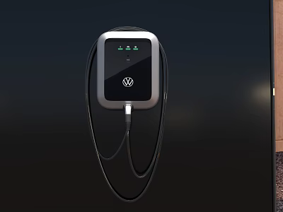 Volkswagen Wall Mounted Electric Vehicle Charger With Screen Display And Cable 3d model