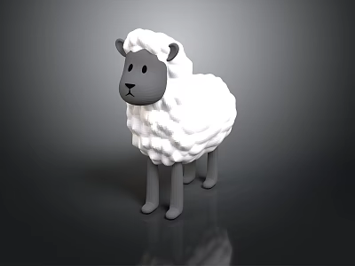 Soft White Sheep Plush Toy With Gray Head Legs And Textured Fur 3d model