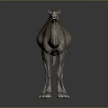 Camel With Single Hump Light Brown Fur Standing On Dark Background 3d model