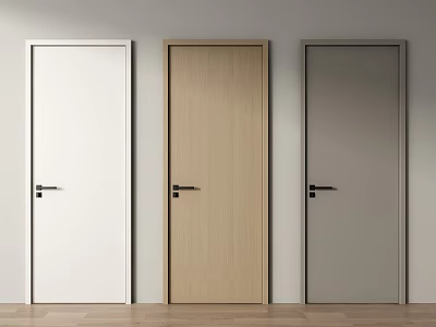 Modern Interior Swing Doors in White Wooden and Gray Colors for Home Design 3d model