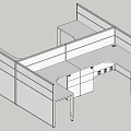 Cubicle Office Desk With Multiple Work Surfaces Divider Panels And Storage Drawers