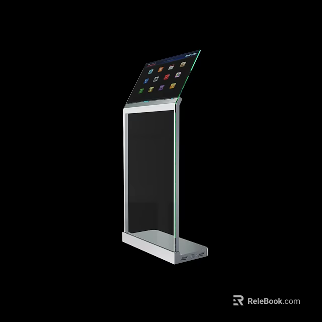 Standing Touchscreen Display With Modern Design And Digital Screen Interface 3d model 