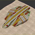 Colorful Origami Airplane Model With Red Yellow White Gray On Textured Mat