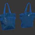 Two Metallic Blue Tote Bags With Shiny Surface And Dual Handles Buckle Straps