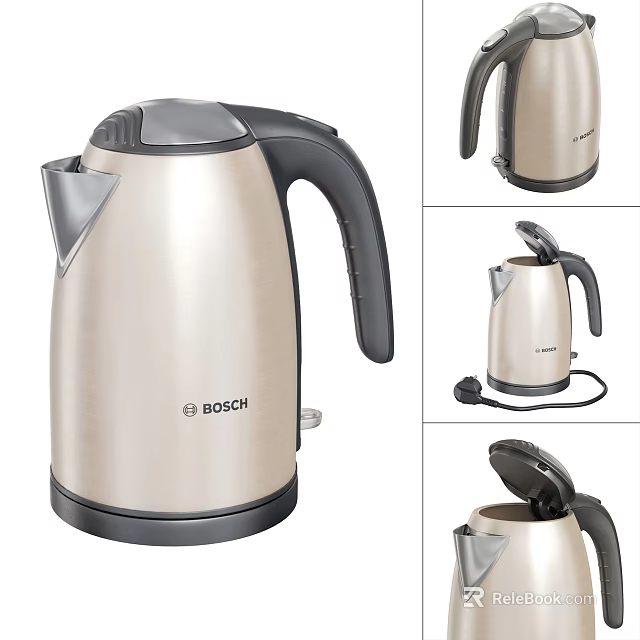 Bosch Modern Metallic Electric Kettle Fast Boiling Safe Design Home Kitchen Appliance 3d model 