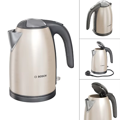 Bosch Modern Metallic Electric Kettle Fast Boiling Safe Design Home Kitchen Appliance 3d model
