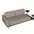 Modern Minimalist Two Seater Sofa With Fabric Upholstery Metal Frame And Side Tables