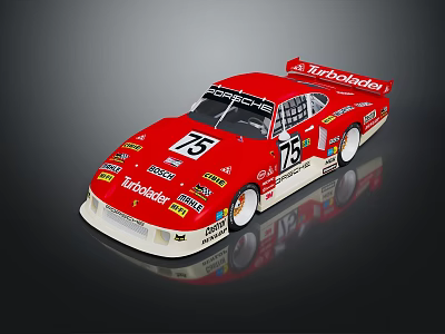 Red Racing Car With Number 75 And Firestone Sponsor Logos 3d model