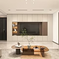 Modern Living Dining Room Interior Design With Sofa Coffee Table TV Wall And Lighting