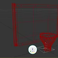White Basketball Backboard With Black Frame Red Rim Net And Basketball