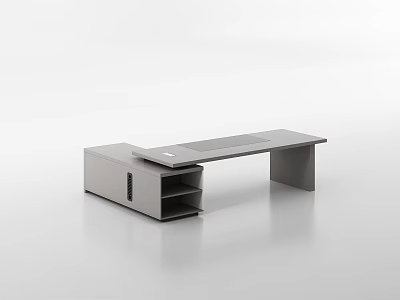 Modern Office Desk With Minimalist Design Storage Shelves And Spacious Surface 3d model