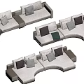 Double sofa combination pillow 3d model