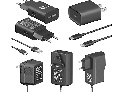 Modern Black Switch Panel With Multiple Sockets USB Ports And Sleek Design 3d model