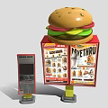 Burger King Fast Food Billboard With Burger Shape Menu And Order Kiosk