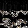 Contemporary Artistic Metallic Chandelier With Irregular Shapes Multiple Components And Hanging Design