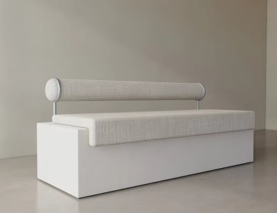 Modern Minimalist Beige Sofa With Sleek Backrest and Armrest for Living Room Interior 3d model