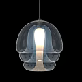Modern Transparent Pendant Light With Layered Jellyfish Like Design And Illuminated Glow