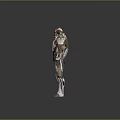 Futuristic Mech Style Game Movie Character With White Gold Blue Armor And Glowing Chest Core