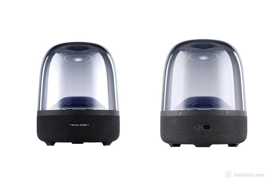 Modern Audio Speakers With Transparent Dome And Black Base Design 3d model 