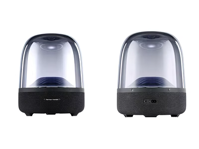 Modern Audio Speakers With Transparent Dome And Black Base Design 3d model