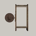 Traditional Wall Lamp With Carved Metal Base And Paper Shade Emitting Warm Light