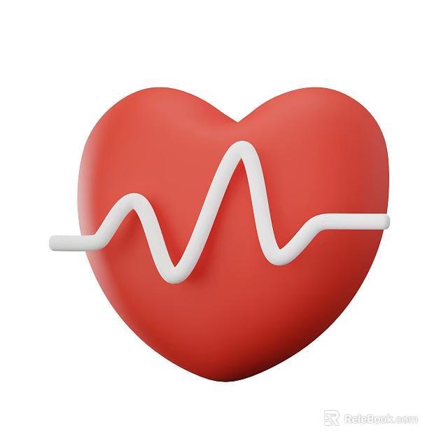 Red Heart Shaped Ornament Decoration Set With White Wave Line Design 3d model 