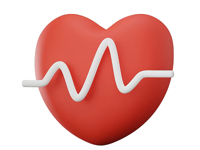 Red Heart Shaped Ornament Decoration Set With White Wave Line Design 3d model
