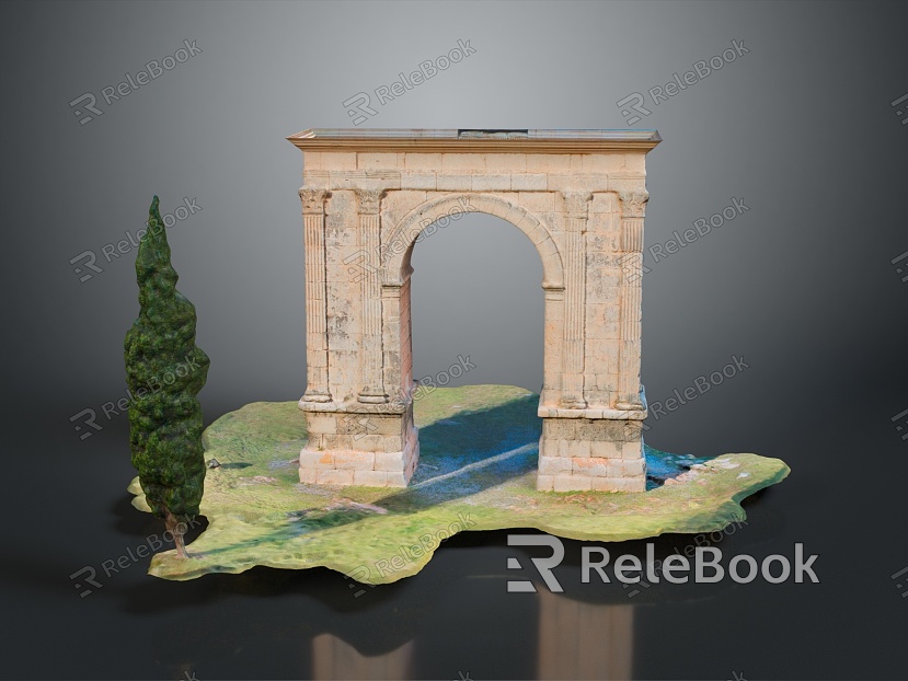 Gate House Stone Gate House Gate Post Stone Gate Post Ruin Gate Post Arch Stone Post Outdoor Articles Realistic model