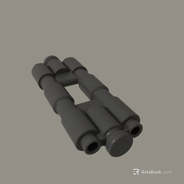 Gray 3D Model With Interconnected Cylindrical Mechanical Components Structure 3d model