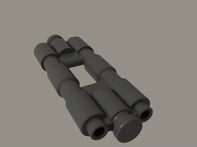 Gray 3D Model With Interconnected Cylindrical Mechanical Components Structure 3d model