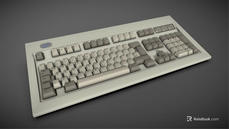 Vintage Computer Keyboard With Classic Key Layout And Multiple Gray White Keys 3d model 