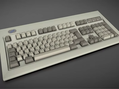 Vintage Computer Keyboard With Classic Key Layout And Multiple Gray White Keys 3d model
