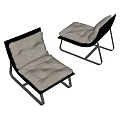 Modern Upholstered Leisure Chair with Black Metal Frame and White Cushioned Sleek Design