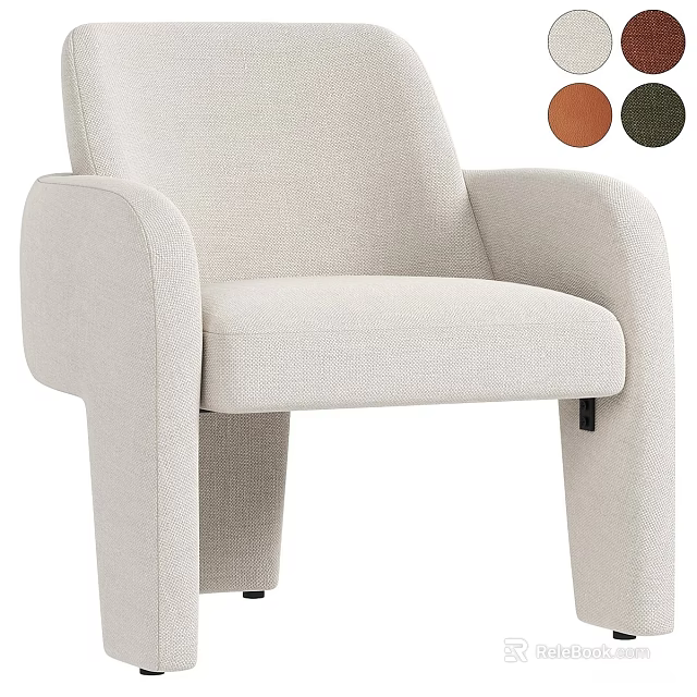 Comfortable Lounge Chair Beige Upholstered Design With Brown Green Color Options Armrests For Modern Spaces 3d model 