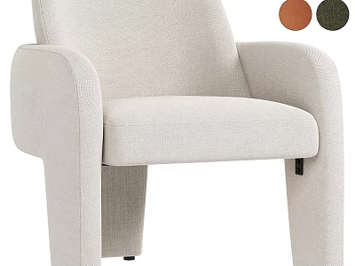 Comfortable Lounge Chair Beige Upholstered Design With Brown Green Color Options Armrests For Modern Spaces 3d model