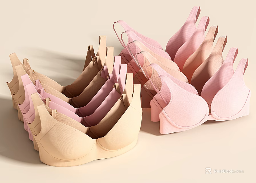 Soft Comfortable Bras In Various Pastel Shades For Daily Wear And Style 3d model 